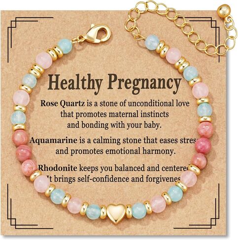 Mothers Day Gifts for Mom, Healthy Pregnancy New Moms Crystal Beaded Bracelets Valentines Christmas Jewelry 6.5+2 Inches in Saudi Arabia