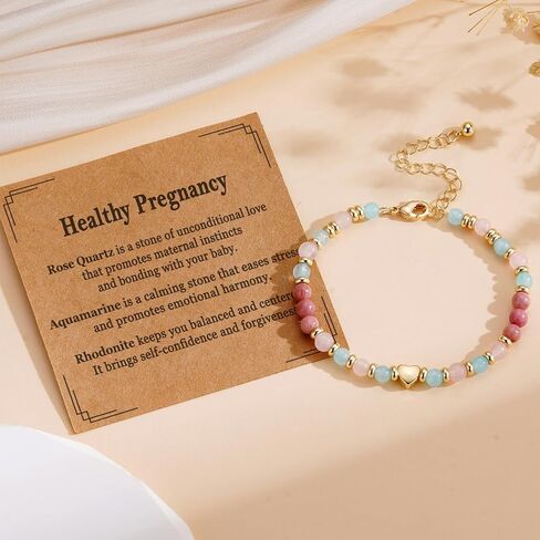 Mothers Day Gifts for Mom, Healthy Pregnancy New Moms Crystal Beaded Bracelets Valentines Christmas Jewelry 6.5+2 Inches in Saudi Arabia