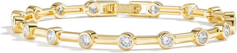 14K Gold Tennis Bracelets for Women - Bezel CZ Bracelet For Women - Simulated Diamonds Princess, Round,Marquise, Pear, Emerald Cut Stones, Valentines Day Wedding Jewelry for Brides in Saudi Arabia