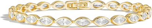 14K Gold Tennis Bracelets for Women - Bezel CZ Bracelet For Women - Simulated Diamonds Princess, Round,Marquise, Pear, Emerald Cut Stones, Valentines Day Wedding Jewelry for Brides in Saudi Arabia