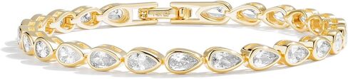 14K Gold Tennis Bracelets for Women - Bezel CZ Bracelet For Women - Simulated Diamonds Princess, Round,Marquise, Pear, Emerald Cut Stones, Valentines Day Wedding Jewelry for Brides in Saudi Arabia