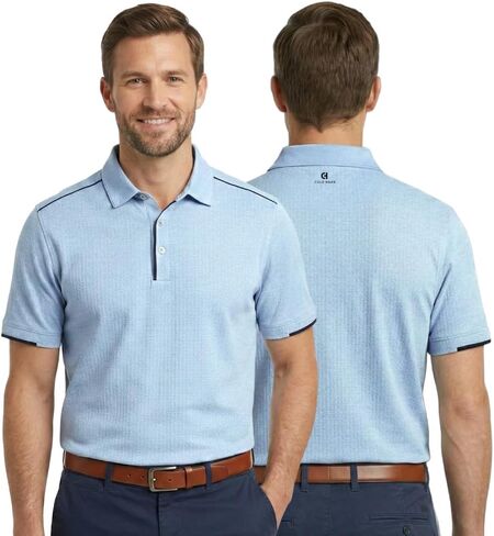 Cole Haan Trafton Golf Polo Shirts for Men - Lightweight Fabric with 4-Way Stretch, Moisture Management & Contrasting Piping in Saudi Arabia