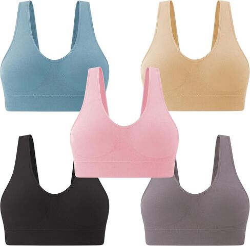 Light Impact Seamless Sports Bras for Women - Wireless Stretchy Comfort Yoga Bra in Saudi Arabia