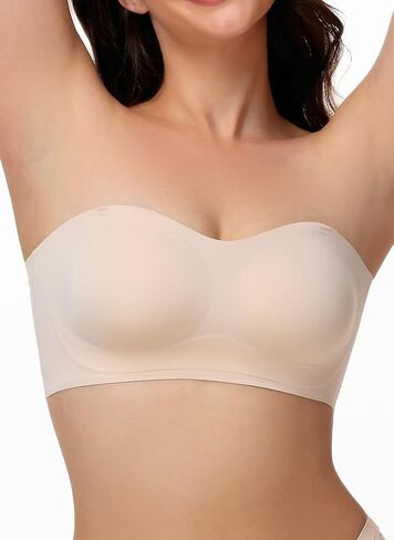 Jelly Strapless Bra for Women, Breathable Wirefree Push Up Bra, Non-Slip Silicone-Free Bandeau with Bonded Fixed Cups in Saudi Arabia