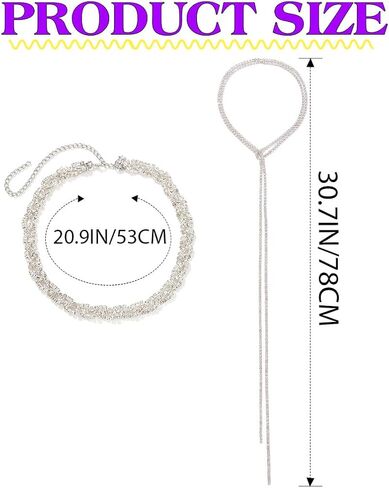 TWINKLEDE Rhinestone Choker Silver Long Y-Necklace Crystal Necklaces for Women in Kuwait