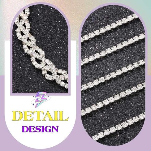 TWINKLEDE Rhinestone Choker Silver Long Y-Necklace Crystal Necklaces for Women in Kuwait