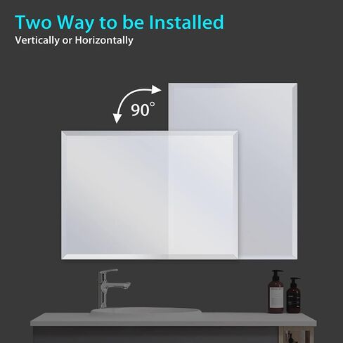 30x30 Inch Bathroom Mirror Frameless Beveled Edge Rectangle Wall Mirror Explosion Proof and Shatterproof Bathroom Vanity Mirror Wall Mounted Hang Firmly (Horizontal or Vertical) in Saudi Arabia