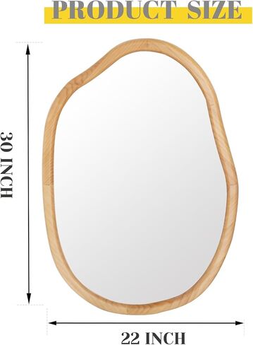Gluck Plants Irregular Wall Mirror,Wood 22X30 Large Asymmetrical Modern Vanity Bathroom Farmhouse Abstract Walnut Nature Mirror for Bedroom Living Room Entryway in Saudi Arabia
