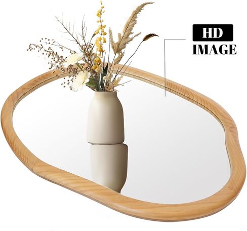 Gluck Plants Irregular Wall Mirror,Wood 22X30 Large Asymmetrical Modern Vanity Bathroom Farmhouse Abstract Walnut Nature Mirror for Bedroom Living Room Entryway in Saudi Arabia