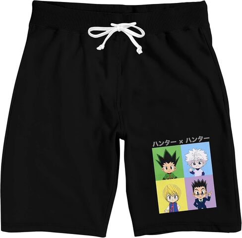 Hunter X Hunter Character Squares Men's Black Sleep Pajama Shorts in Kuwait