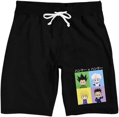 Hunter X Hunter Character Squares Men's Black Sleep Pajama Shorts in Kuwait