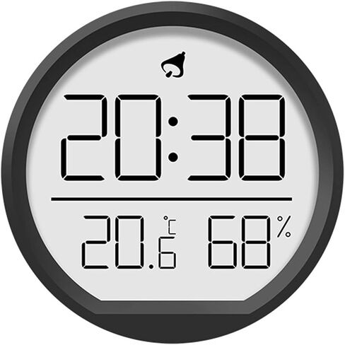 Multi-Function Indoor Wall Clock with LED Display Showing Time Date Temperature and Humidity, 12/24 Hour Format, Fahrenheit and Celsius Switch, Desk or Refrigerator Mount(Black) in Saudi Arabia