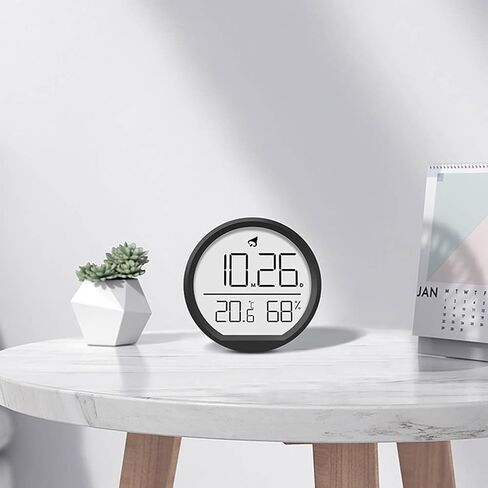 Multi-Function Indoor Wall Clock with LED Display Showing Time Date Temperature and Humidity, 12/24 Hour Format, Fahrenheit and Celsius Switch, Desk or Refrigerator Mount(Black) in Saudi Arabia