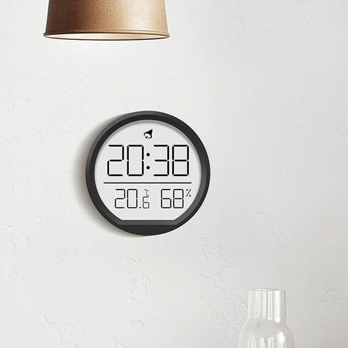Multi-Function Indoor Wall Clock with LED Display Showing Time Date Temperature and Humidity, 12/24 Hour Format, Fahrenheit and Celsius Switch, Desk or Refrigerator Mount(Black) in Saudi Arabia