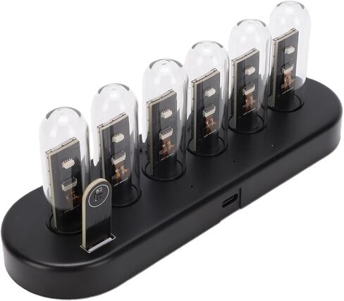 Glow Tube Clock IPS Screen RGB Retro Digital Tube Alarm Clock Temperature Humidity Display Custom Background 3 Dial Themes Type C Interface in Saudi Arabia