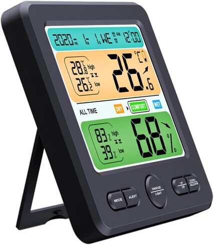 BESPORTBLE Digital Indoor Thermohygrometer Clock with Large Screen, Wall-Mounted Electronic Thermometer Hygrometer for Home, High-Precision Temperature and Humidity Monitor, Household Weather in Kuwait