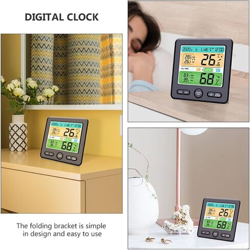 BESPORTBLE Digital Indoor Thermohygrometer Clock with Large Screen, Wall-Mounted Electronic Thermometer Hygrometer for Home, High-Precision Temperature and Humidity Monitor, Household Weather in Kuwait