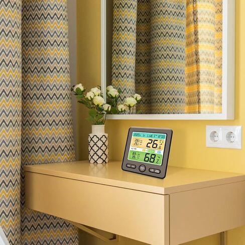 BESPORTBLE Digital Indoor Thermohygrometer Clock with Large Screen, Wall-Mounted Electronic Thermometer Hygrometer for Home, High-Precision Temperature and Humidity Monitor, Household Weather in Kuwait