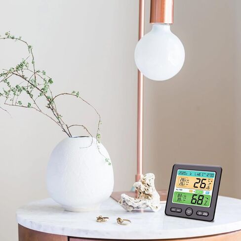 BESPORTBLE Digital Indoor Thermohygrometer Clock with Large Screen, Wall-Mounted Electronic Thermometer Hygrometer for Home, High-Precision Temperature and Humidity Monitor, Household Weather in Kuwait
