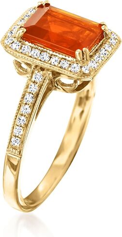 Ross-Simons Fire Opal and .21 ct. t.w. Diamond Ring in 14kt Yellow Gold in Kuwait