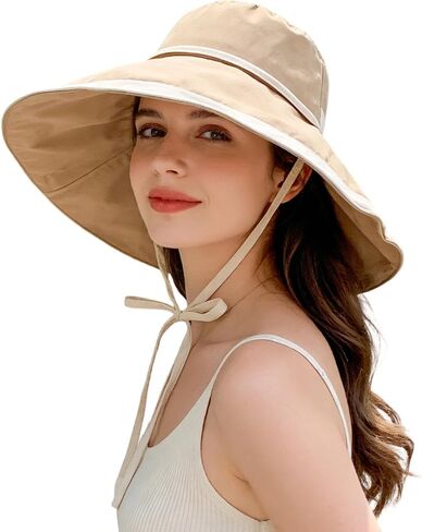 Women Wide Brim Sun Hats UV Protection Bucket Hat, Breathable & Packable Summer Beach Hat for Outdoor Travel & Garden in Kuwait