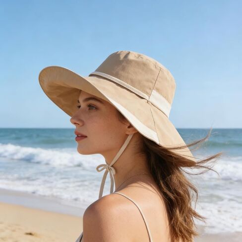 Women Wide Brim Sun Hats UV Protection Bucket Hat, Breathable & Packable Summer Beach Hat for Outdoor Travel & Garden in Kuwait