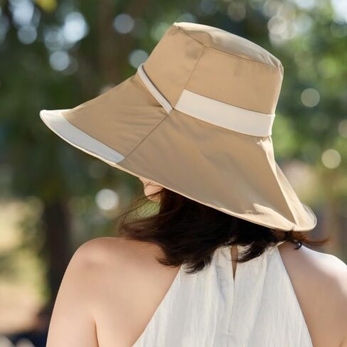 Women Wide Brim Sun Hats UV Protection Bucket Hat, Breathable & Packable Summer Beach Hat for Outdoor Travel & Garden in Kuwait