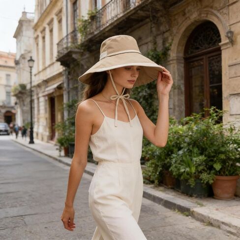 Women Wide Brim Sun Hats UV Protection Bucket Hat, Breathable & Packable Summer Beach Hat for Outdoor Travel & Garden in Kuwait