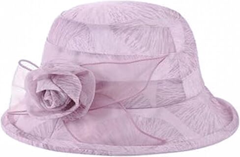 Women Organza Sun Hat Kentucky Bucket Hats Church Derby Beach Hats Bowler Fascinator Tea Party Cocktail in Saudi Arabia