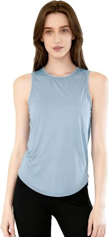 Workout Tops for Women Sleeveless Crew Neck Loose Fit Tank Running Yoga Tank Tops Women's Gym top in Kuwait