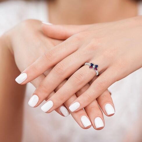 Diamond2Deal Sterling Silver Stackable Expressions Ruby & Sapphire Butterfly Ring Size 5 to 10 (0.8Ct) in Kuwait