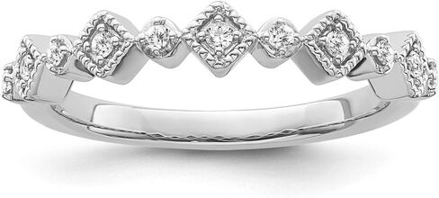 14K White Gold Diamond Stackable Band Ring (1/10 cttw, I-J Color, I2-I3 Clarity) in Kuwait