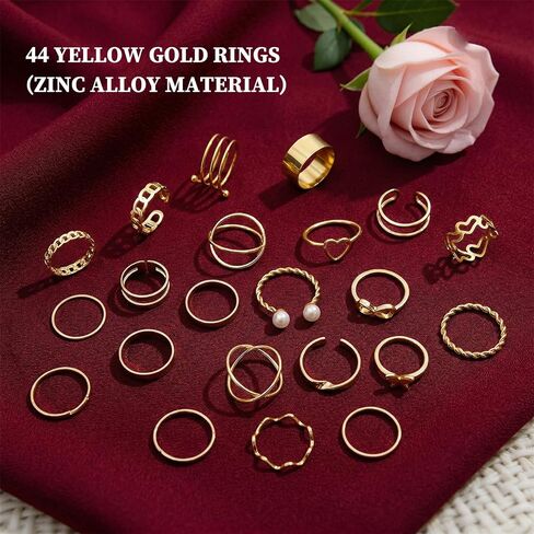 24PCS Gold Rings for Women,Stackable Gold Rings Silver Simple Stacking Gold Rings for Women Non Tarnish,Multiple Sizes Pack Trendy Stuff Gold Ring Set in Kuwait