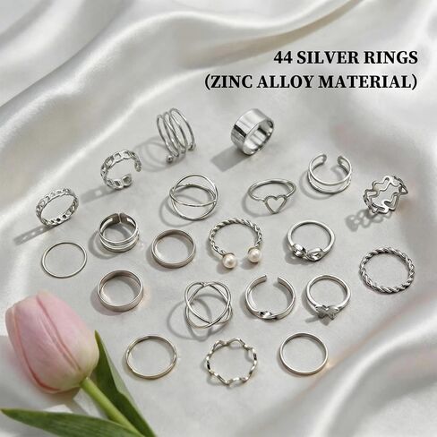 24PCS Gold Rings for Women,Stackable Gold Rings Silver Simple Stacking Gold Rings for Women Non Tarnish,Multiple Sizes Pack Trendy Stuff Gold Ring Set in Kuwait