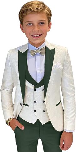 Boys Suit Formal Slim Fit Jacquard Tuxedo Suits for Boys 3-Pieces Wedding Blazer Vest Pants Set in Saudi Arabia