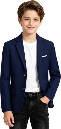 Boys Blazer Two Button Slim Fit Suit Jacket Formal Wedding Kids Casual Blazer for Boys Sport Coats with Pockets 5-16Years in Saudi Arabia
