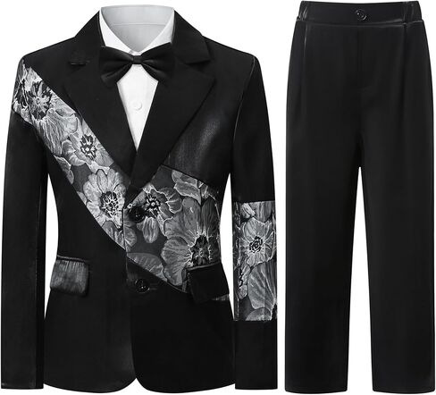 SWOTGdoby Boys Suit 4 Piece Formal Wedding Outfit Tuxedo Set with Dress Shirt, Bow Tie, Jacket, and Pants Toddler Boy Clothes in Saudi Arabia