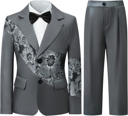 SWOTGdoby Boys Suit 4 Piece Formal Wedding Outfit Tuxedo Set with Dress Shirt, Bow Tie, Jacket, and Pants Toddler Boy Clothes in Saudi Arabia