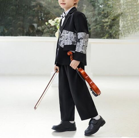 SWOTGdoby Boys Suit 4 Piece Formal Wedding Outfit Tuxedo Set with Dress Shirt, Bow Tie, Jacket, and Pants Toddler Boy Clothes in Saudi Arabia