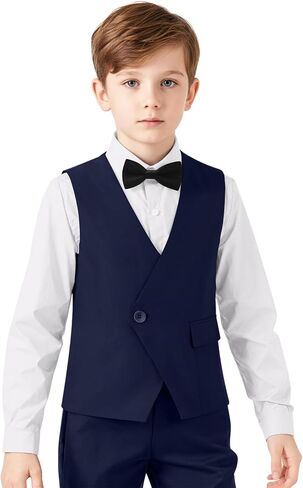 Boys Suits Slim Fit 1 Button Vest Pants Suit Set for Kid Toddler Tuxedo Dress Clothes Kids Wedding Ring Bearer Outfit in Saudi Arabia