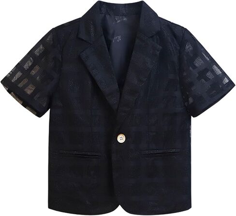 Boys Summer Blazer Short Sleeve Casual Lightweight Plaid Sport Coat for Kids Toddler to Teen Wedding Party Formal Jacket in Saudi Arabia