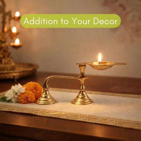 Vedic Charya Brass Karpoor Diya | Golden Kapoor Aarti Deepam | Spiritual Decor Indian Religious Festivals | Dani Holder Ghee Single Face Diya for Puja, Home Mandir, Wedding & Return Gifts - 2.5 inch in Saudi Arabia