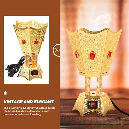 Electric Incense Burner Metal Bakhoor Burner Middle Eastern Style Tabletop Electric Censer for Home Office Yoga Spa Decor in Kuwait