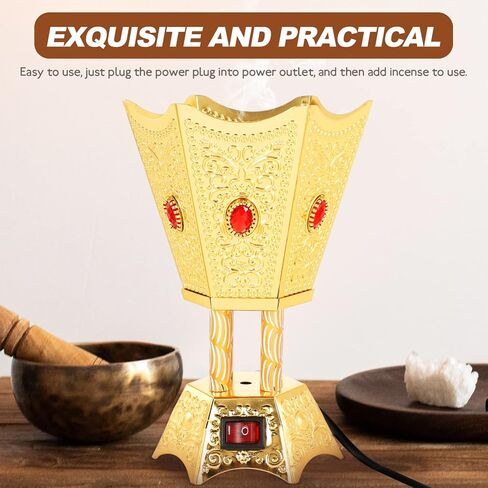 Electric Incense Burner Metal Bakhoor Burner Middle Eastern Style Tabletop Electric Censer for Home Office Yoga Spa Decor in Kuwait