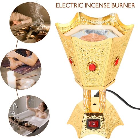 Electric Incense Burner Metal Bakhoor Burner Middle Eastern Style Tabletop Electric Censer for Home Office Yoga Spa Decor in Kuwait