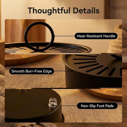 3 Pcs Large Carbon Steel Mosquito Coil Holder with Heat-Resistant Handle, Charcoal Black Iron Incense Burner for Indoor & Outdoor, Patio, Garden, Camping in Saudi Arabia