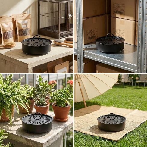3 Pcs Large Carbon Steel Mosquito Coil Holder with Heat-Resistant Handle, Charcoal Black Iron Incense Burner for Indoor & Outdoor, Patio, Garden, Camping in Saudi Arabia