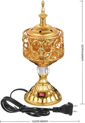 Golden Electric Incense Burner, Arabian Style Frankincense Electric Incense Holder with US Plug, Middle Eastern Tabletop Decorative Censer for Home Office Yoga Spa Church, Resin Burner for Gift in Saudi Arabia