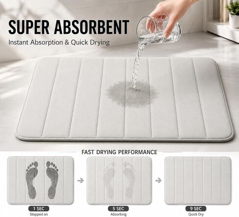 Memory Foam Bath Mat Set 3 Piece，Super Soft Absorbent Bathroom Rug Non Slip, Quick Dry,Machine Wash, Perfect Plush Bathroom Rugs,Home Decor Accessories,Grey in Saudi Arabia