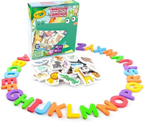 Crayola ABC Matching Magnet Set - Animal Party, 52 Colorful Quality Foam Magnets Including 26 Pictures and 26 Uppercase Alphabet Magnets from A-Z. Best Educational Toy for Preschool Learning in Saudi Arabia